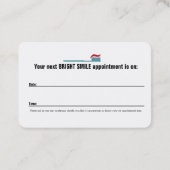 アポイントメントカードが付いている歯科医の名刺 予約カード (裏面)