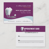 アポイントメントカードが付いている歯科医の名刺 予約カード (正面/裏面)