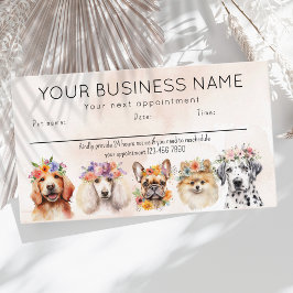 アポイントメントカードの水彩犬の花ベージュ 名刺