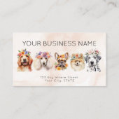 アポイントメントカードの水彩犬の花ベージュ 名刺 (裏面)