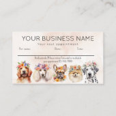 アポイントメントカードの水彩犬の花ベージュ 名刺 (正面)