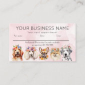 アポイントメントカードの水彩犬の花、ピンク 名刺 (正面)
