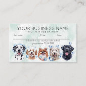アポイントメントカードの水色の犬の泡 名刺 (正面)