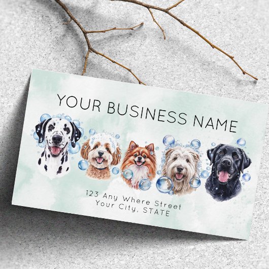 アポイントメントカードの水色の犬の泡 名刺