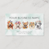 アポイントメントカードの水色の犬の花、緑 名刺 (裏面)
