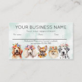 アポイントメントカードの水色の犬の花、緑 名刺 (正面)