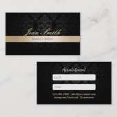 アポイントメントカードの金ゴールドのストライプのなダマスク織のメーキャップアーティスト 予約カード (正面/裏面)