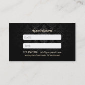 アポイントメントカードの金ゴールドのストライプのなダマスク織のメーキャップアーティスト 予約カード (裏面)