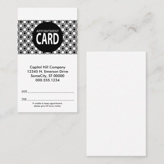 アポイントメントカードを平方します 予約カード (正面/裏面)