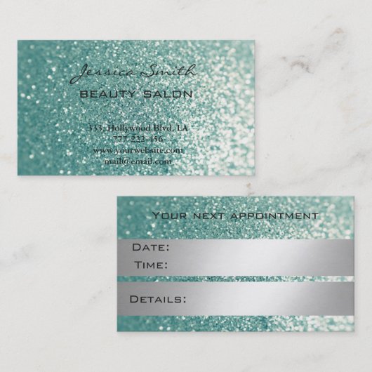 アポイントメントカードエレガントのシックフェイクな輝き 予約カード (正面/裏面)