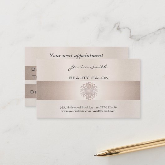 アポイントメントカードエレガント光沢のある明るいタンポポ 予約カード (正面/裏面インサイチュ)