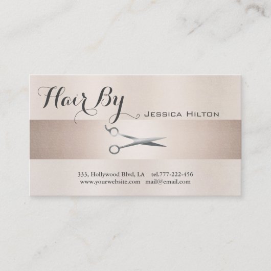 アポイントメントカードエレガント光沢のある明るいハサミ 予約カード (正面)