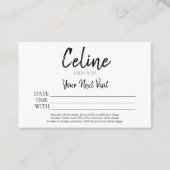 アポイントメントカードサロンとスパ 名刺 (正面)