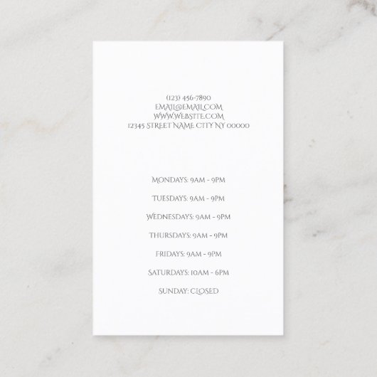 アポイントメントカードサロンとスパ 名刺 (裏面)