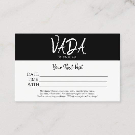 アポイントメントカードサロン&スパ 名刺 (正面)