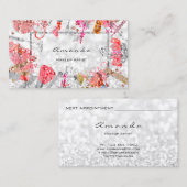 アポイントメントカードシルバーグリッターメイクアップアーティストラッシュ 予約カード (正面/裏面)