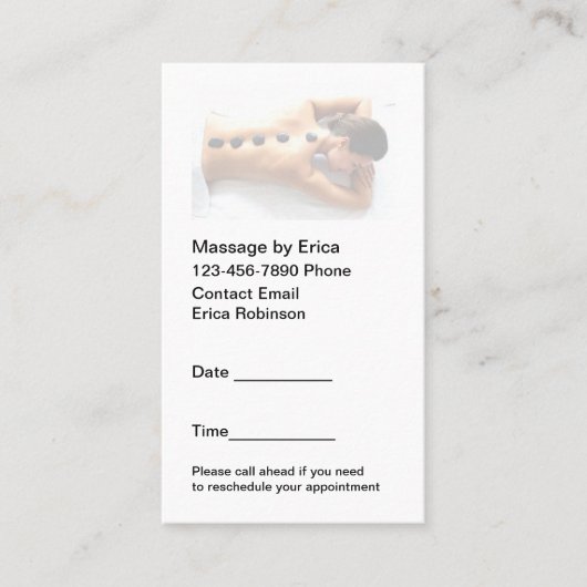 アポイントメントカードシンプルマッサージセラピスト 名刺 (正面)