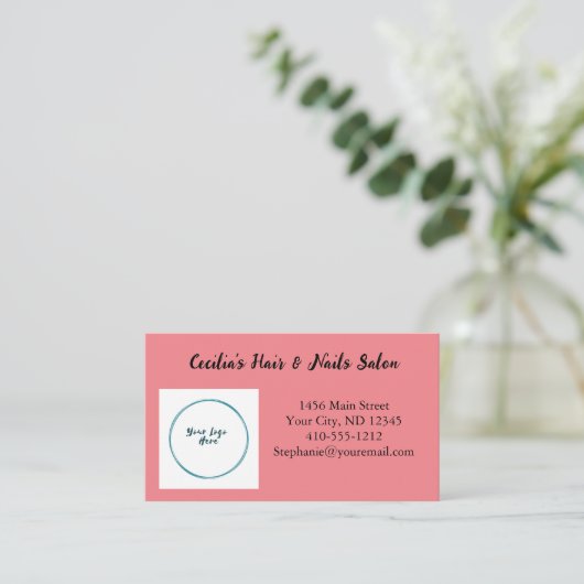 アポイントメントカードピンクロゴヘア爪、 ネイル名刺 名刺 (スタンド正面)