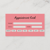 アポイントメントカードピンクロゴヘア爪、 ネイル名刺 名刺 (裏面)
