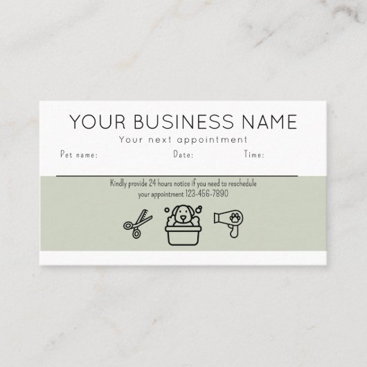 アポイントメントカードプロフェッショナルドッググルーミングサービス 名刺 (正面)