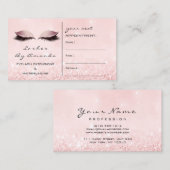 アポイントメントカードメイクアップアーティストグレーピンクまばたき 予約カード (正面/裏面)