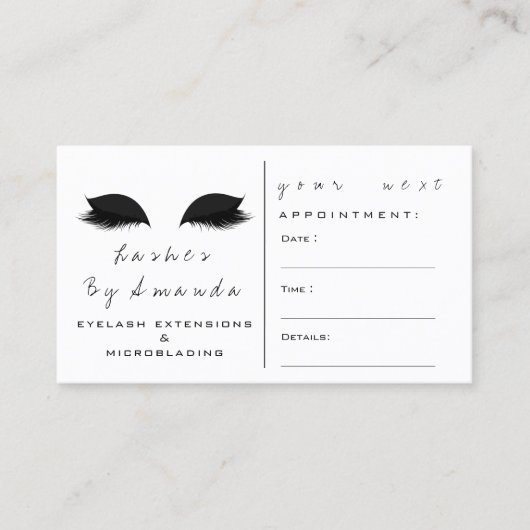 アポイントメントカードメイクアップアーティストブラックウィットラッシュ 予約カード (正面)