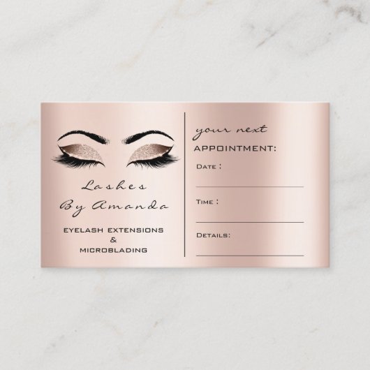 アポイントメントカードメイクアップアーティストブラックバラの点滅 予約カード (正面)