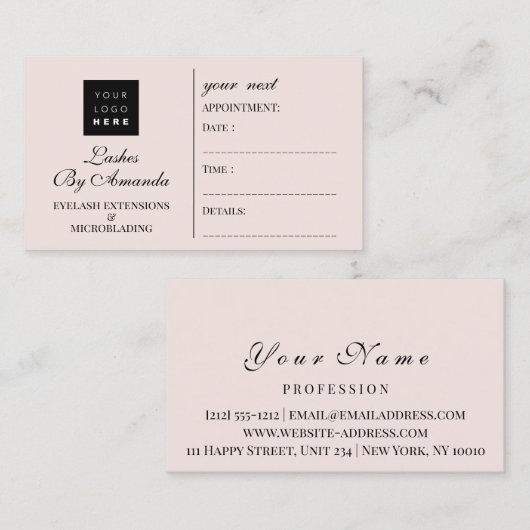 アポイントメントカードメイクアップアーティストロゴエステティカン 予約カード (正面/裏面)