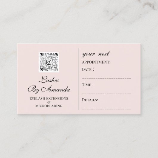 アポイントメントカードメイクアップアーティストロゴエステティカンQR 予約カード (正面)