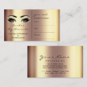 アポイントメントカードメイクアップアーティスト金ゴールドブロンズまつ 予約カード (正面/裏面)