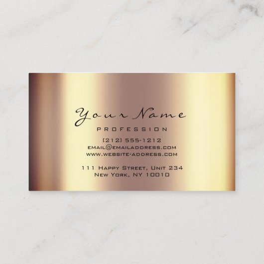 アポイントメントカードメイクアップアーティスト金ゴールドブロンズまつ 予約カード (裏面)