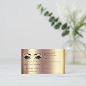 アポイントメントカードメイクアップアーティスト金ゴールドブロンズまつ 予約カード (スタンド正面)