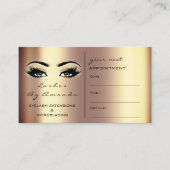 アポイントメントカードメイクアップアーティスト金ゴールドブロンズまつ 予約カード (正面)