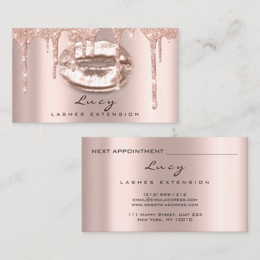 アポイントメントカードリップグリッタードリップスパークメイクアップ 予約カード (正面/裏面)