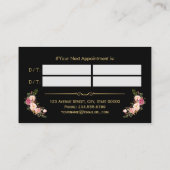 アポイントメントカードヴィンテージ美しいサロン金ゴールドフローラ 予約カード (裏面)