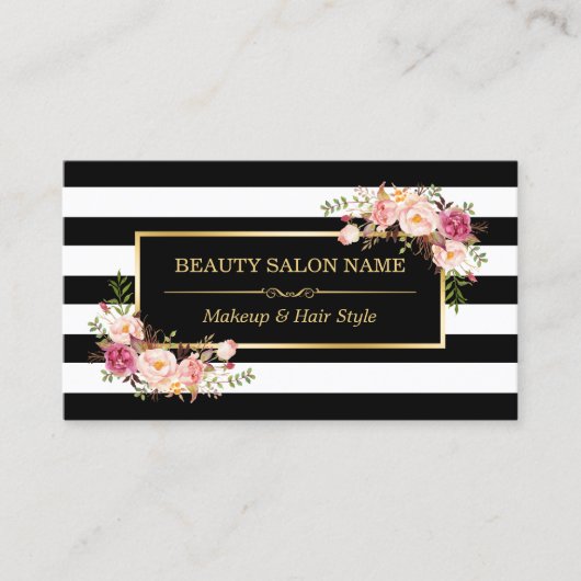 アポイントメントカードヴィンテージ美しいサロン金ゴールドフローラ 予約カード (正面)