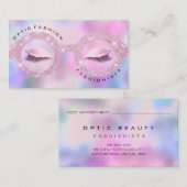 アポイントメントカード光学ホログラフピンクメガネ コーリングカード (正面/裏面)