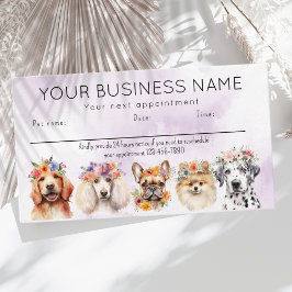 アポイントメントカード水彩犬花パープル 名刺