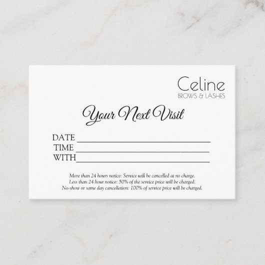 アポイントメントカード眉毛まつげサロン 名刺 (正面)
