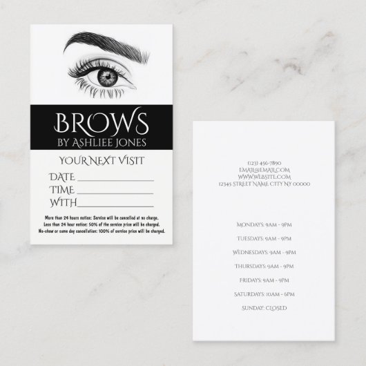 アポイントメントカード眉毛まつげサロン 名刺 (正面/裏面)