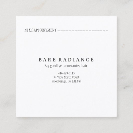 アポイントメントカード電解バラグリッター灰色 コーリングカード (裏面)