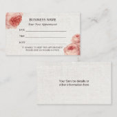 アポイントメントカード|のヴィンテージの花のリネン質 予約カード (正面/裏面)