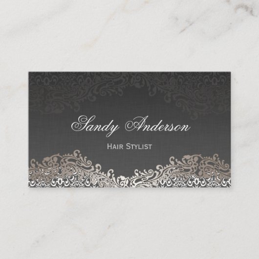 アポイントメントカード-エレガントヴィンテージシルバーダマスク 予約カード (正面)