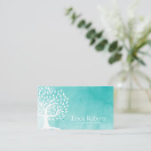 アポイントメントカード |ヴィンテージエレガントツリーの水色 予約カード (スタンド正面)