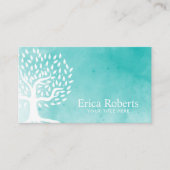 アポイントメントカード |ヴィンテージエレガントツリーの水色 予約カード (正面)