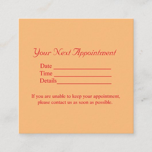 アポイントメントカード 予約カード (正面)