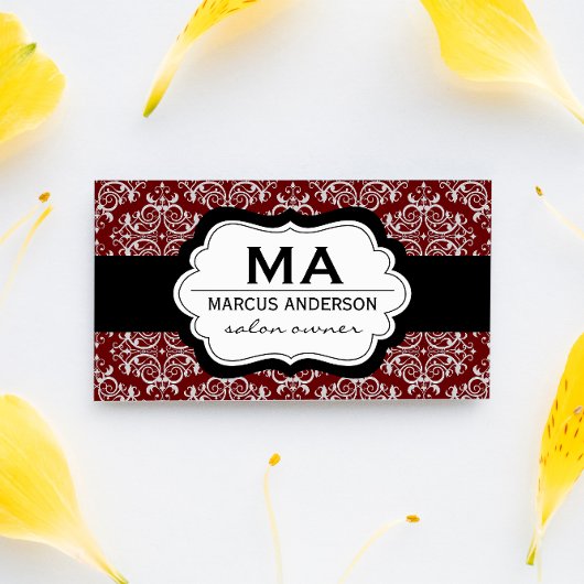 アポイントメントクラシックダマスクパターン(赤) 予約カード