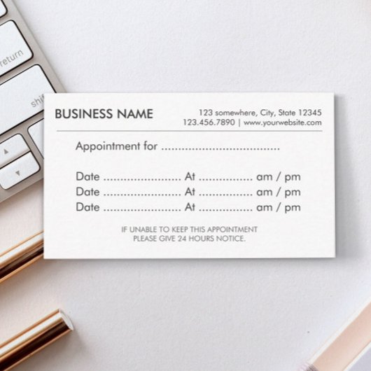 アポイントメントシンプルプレーンのアラーム 予約カード