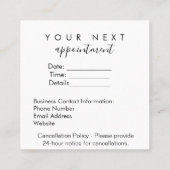 アポイントメントシンプルリマインダーカード – カスタムビジネス 予約カード (裏面)