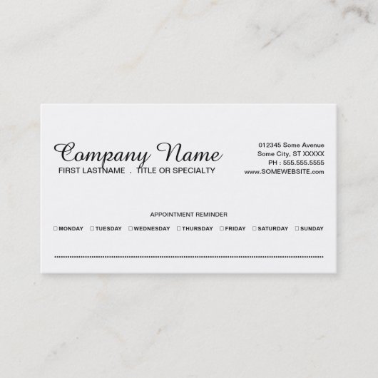 アポイントメントビジネステンプレート 予約カード (正面)